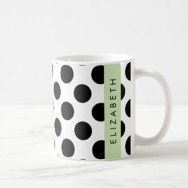 Zwart-witte pooldots, gedopt, Jouw naam Koffiemok