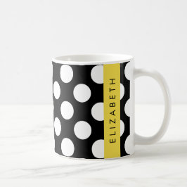 Zwart-witte pooldots, gedopt, Jouw naam Koffiemok