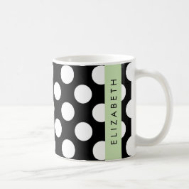 Zwart-witte pooldots, gedopt, Jouw naam Koffiemok