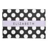 Zwart-witte pooldots, gedopt, Jouw naam Kussensloop (Voorkant)