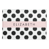Zwart-witte pooldots, gedopt, Jouw naam Kussensloop (Achterkant)