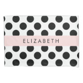 Zwart-witte pooldots, gedopt, Jouw naam Kussensloop (Voorkant)