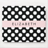 Zwart-witte pooldots, gedopt, Jouw naam Muismat (Voorkant)