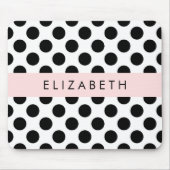 Zwart-witte pooldots, gedopt, Jouw naam Muismat (Voorkant)