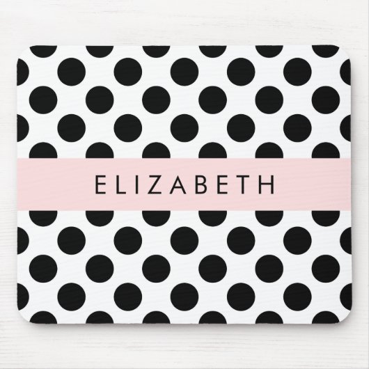 Zwart-witte pooldots, gedopt, Jouw naam Muismat (Voorkant)
