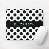 Zwart-witte pooldots, gedopt, Jouw naam Muismat (Met muis)