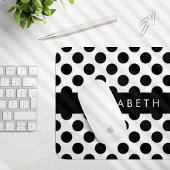 Zwart-witte pooldots, gedopt, Jouw naam Muismat