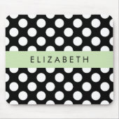 Zwart-witte pooldots, gedopt, Jouw naam Muismat (Voorkant)