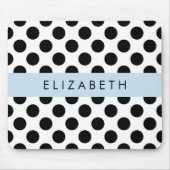 Zwart-witte pooldots, gedopt, Jouw naam Muismat (Voorkant)