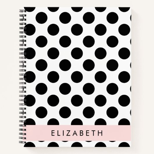 Zwart-witte pooldots, gedopt, Jouw naam Notitieboek (Voorkant)