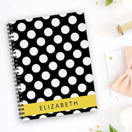 Zwart-witte pooldots, gedopt, Jouw naam Notitieboek