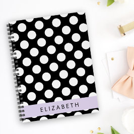 Zwart-witte pooldots, gedopt, Jouw naam Notitieboek
