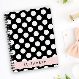 Zwart-witte pooldots, gedopt, Jouw naam Notitieboek