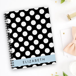 Zwart-witte pooldots, gedopt, Jouw naam Notitieboek