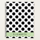 Zwart-witte pooldots, gedopt, Jouw naam Planner (Voorkant)