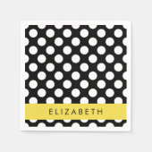 Zwart-witte pooldots, gedopt, Jouw naam Servet (Voorkant)