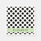 Zwart-witte pooldots, gedopt, Jouw naam Servet (Voorkant)