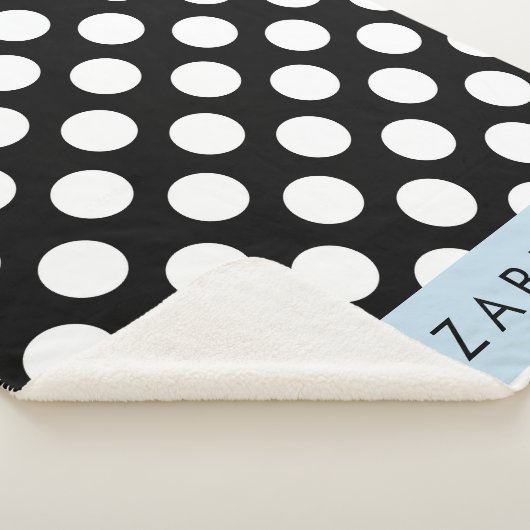 Zwart-witte pooldots, gedopt, Jouw naam Sherpa Deken (3/4)