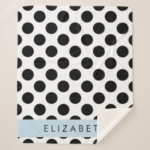 Zwart-witte pooldots, gedopt, Jouw naam Sherpa Deken