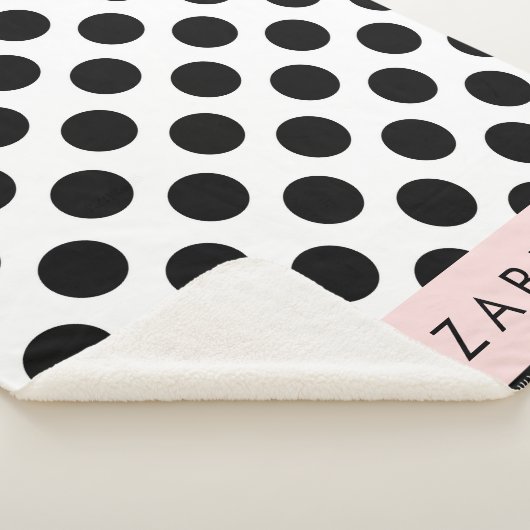 Zwart-witte pooldots, gedopt, Jouw naam Sherpa Deken (3/4)