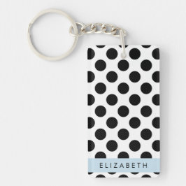 Zwart-witte pooldots, gedopt, Jouw naam Sleutelhanger