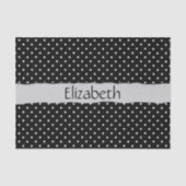 Zwart-witte pooldots, gedopt, Jouw naam Tissuepapier (Voorkant)