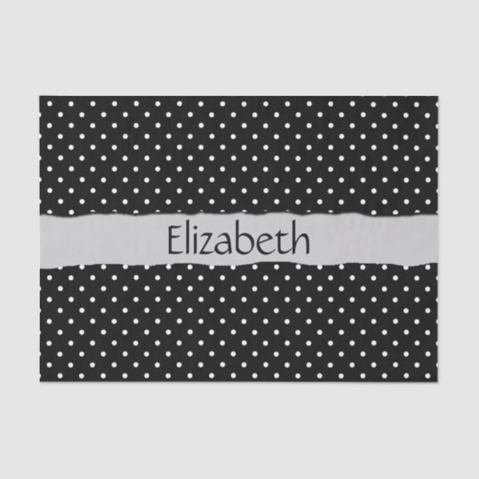 Zwart-witte pooldots, gedopt, Jouw naam Tissuepapier (Voorkant)