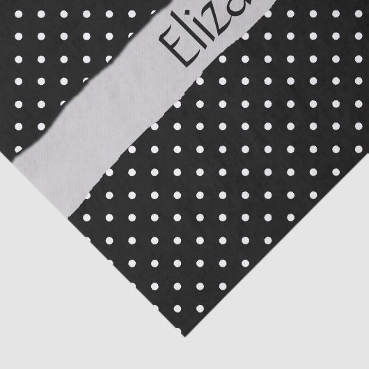 Zwart-witte pooldots, gedopt, Jouw naam Tissuepapier (Detail)