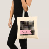 Zwart-witte pooldots, gedopt, Jouw naam Tote Bag (Voorkant (product))