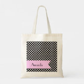 Zwart-witte pooldots, gedopt, Jouw naam Tote Bag (Achterkant)