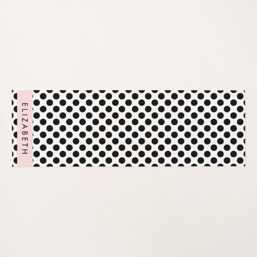 Zwart-witte pooldots, gedopt, Jouw naam Yogamat (Achterkant (horizontaal))
