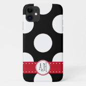 Zwart-witte pooldots, gedopt, monogram Case-Mate iPhone case (Achterkant)