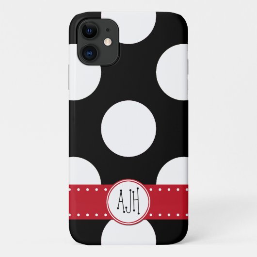 Zwart-witte pooldots, gedopt, monogram Case-Mate iPhone case (Achterkant)