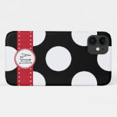 Zwart-witte pooldots, gedopt, monogram Case-Mate iPhone case (Achterkant (horizontaal))