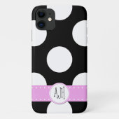Zwart-witte pooldots, gedopt, monogram Case-Mate iPhone case (Achterkant)