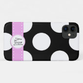 Zwart-witte pooldots, gedopt, monogram Case-Mate iPhone case (Achterkant (horizontaal))
