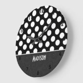 Zwart-witte pooldots grote klok (Hoek)