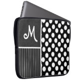 Zwart-witte pooldots laptop sleeve (Voorkant Rechts)