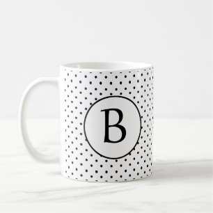Zwart-witte pooldots met monogram koffiemok
