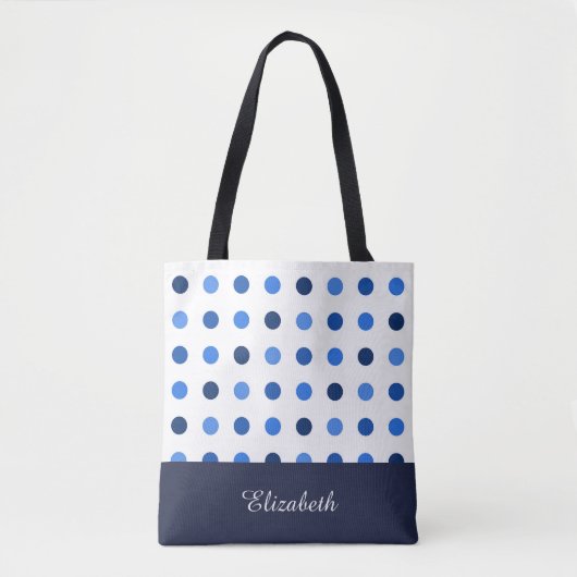 Zwart-witte pooldots met monogram tote bag (Voorkant)