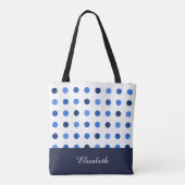 Zwart-witte pooldots met monogram tote bag (Achterkant)