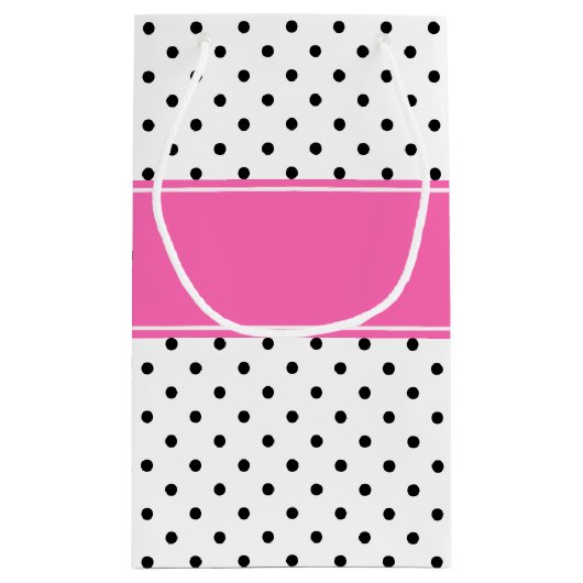 Zwart-witte pooldots met warmroze verjaardag klein cadeauzakje (Achterkant)
