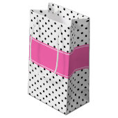 Zwart-witte pooldots met warmroze verjaardag klein cadeauzakje (Achterkant Gekanteld)