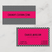 Zwart-witte pooldots op roze visitekaartje (Voorkant / Achterkant)