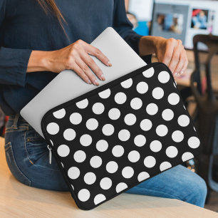 Zwart-witte pooldots, poolvlek laptop sleeve