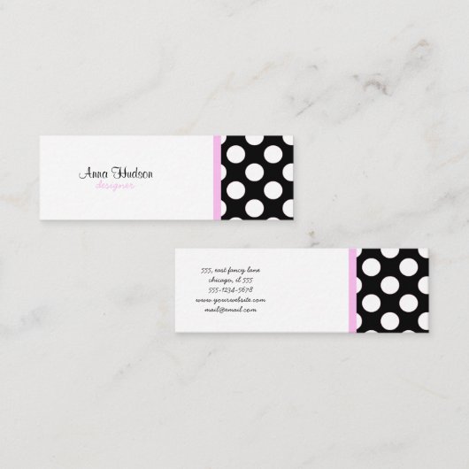 Zwart-witte pooldots, poolvlek mini visitekaartje (Voorkant / Achterkant)
