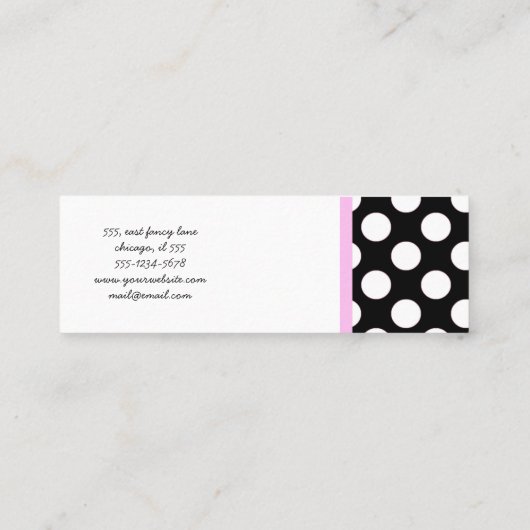 Zwart-witte pooldots, poolvlek mini visitekaartje (Achterkant)