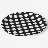 Zwart-witte pooldots, poolvlek papieren bordje (Gekanteld)
