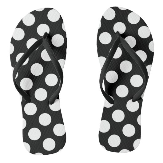 Zwart-witte pooldots, poolvlek teenslippers (Voetbed)