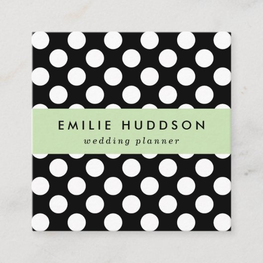 Zwart-witte pooldots, poolvlek vierkante visitekaartje (Voorkant)
